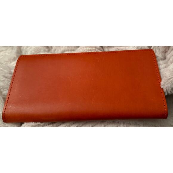 Craftwork Products Japan Made Deep Orange Colorblock Motif Long Wallet - Picture 4 of 10